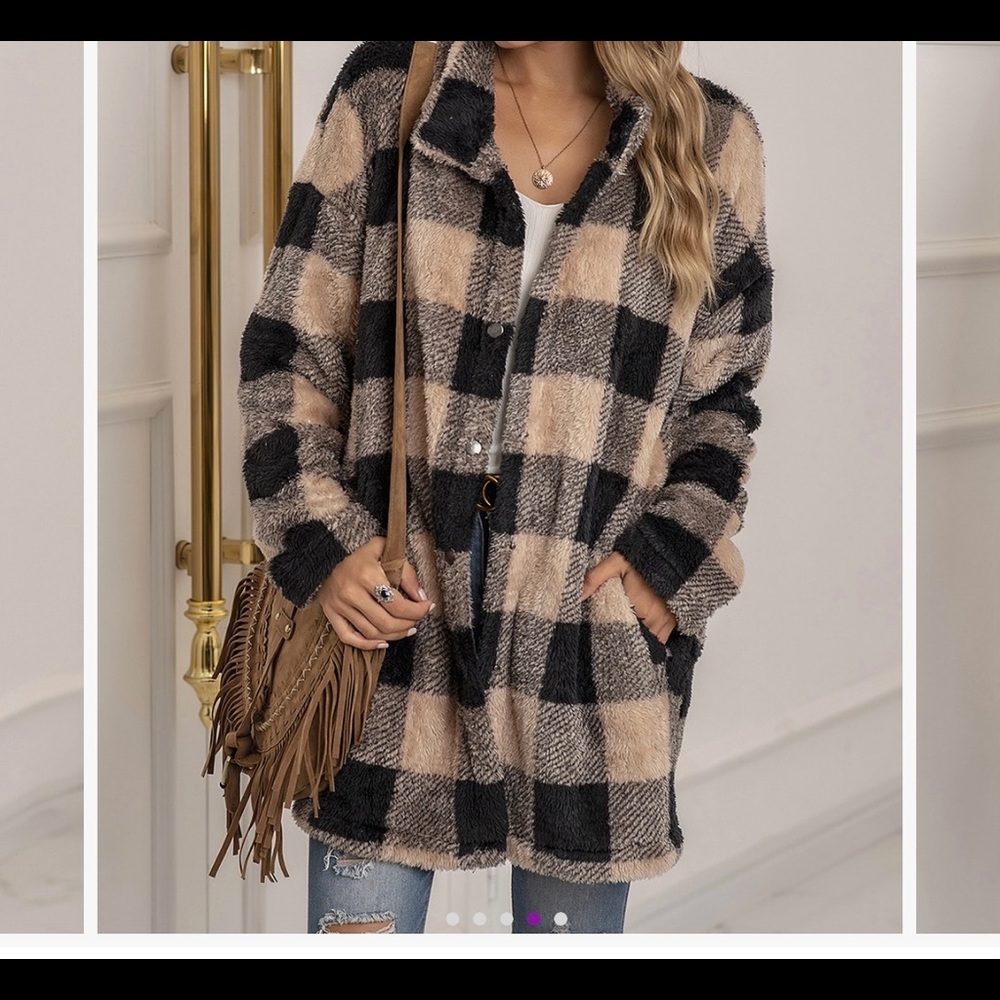 New Womens Black and Tan button up sweater coat